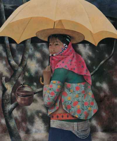 王长明 1991年作 黄雨伞
